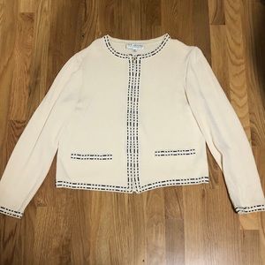 St. John White and Black Knit Sweater